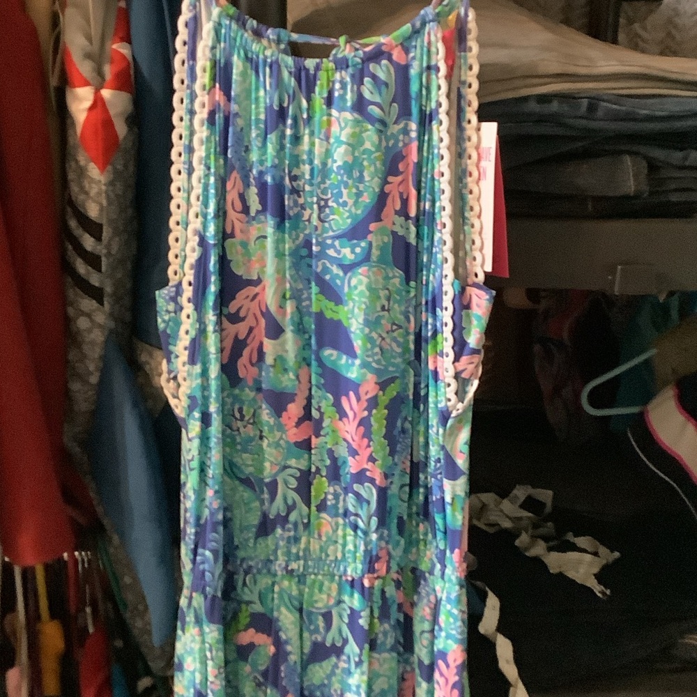 Lilly‎ Pulitzer Corsica Blue and Pink Floral skort romper, XS